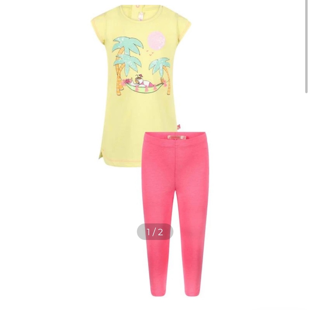 BILLIEBLUSH Glitter Parrot Ruffled T-Shirt in Pink Leggings Set
